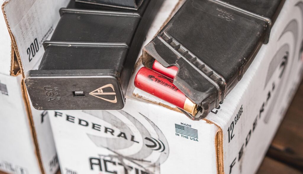 Federal Action Shotgun ammo loaded up in box-fed shotgun mags