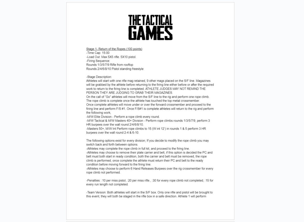 The Tactical Games Stage Brief Sample