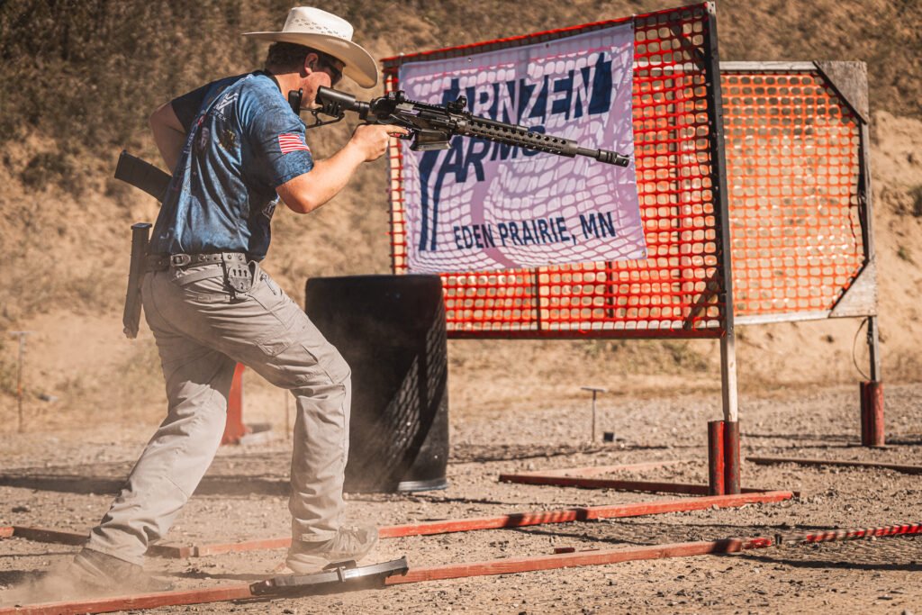 Varick Beise reloading shotgun on the move