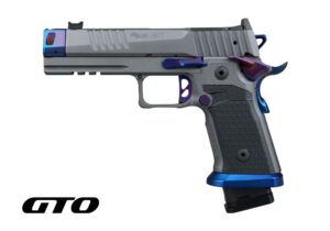SIG Sauer P211-GTO Nightshift 9mm double-stack 1911 pistol in Platinum Cerakote with MACH3D compensator, left side (manufacturer photo)