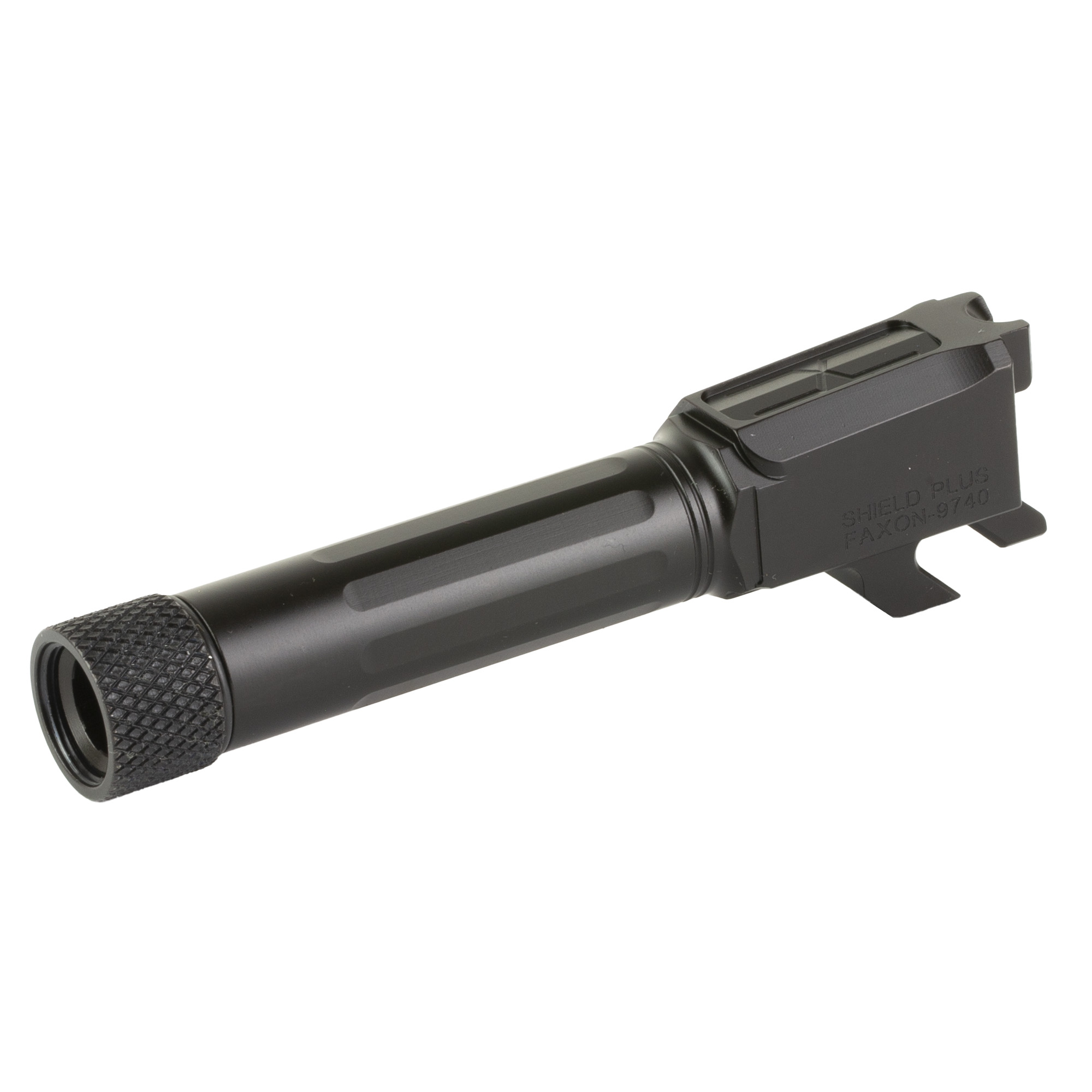 Faxon Match Series Straight Fluted Threaded Barrel - S&W M&P Shield and Shield Plus, 9mm, 1/2x28, Black Nitride