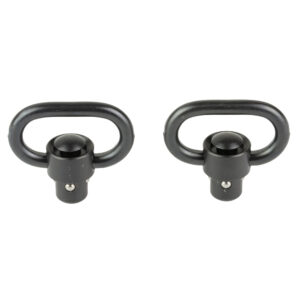 GrovTec heavy duty push button QD sling swivel pair with 1 inch loops in black nitride steel
