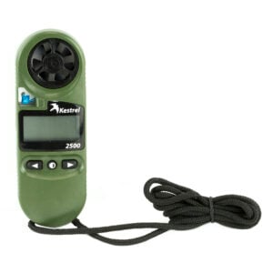 Kestrel 2500NV pocket weather meter in olive drab with night vision backlight, wind speed and barometric pressure