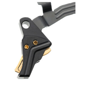 Tyrant CNC I.T.T.S. Trigger with Trigger Bar - Glock Gen 3-4, Black Shoe, Gold Safety