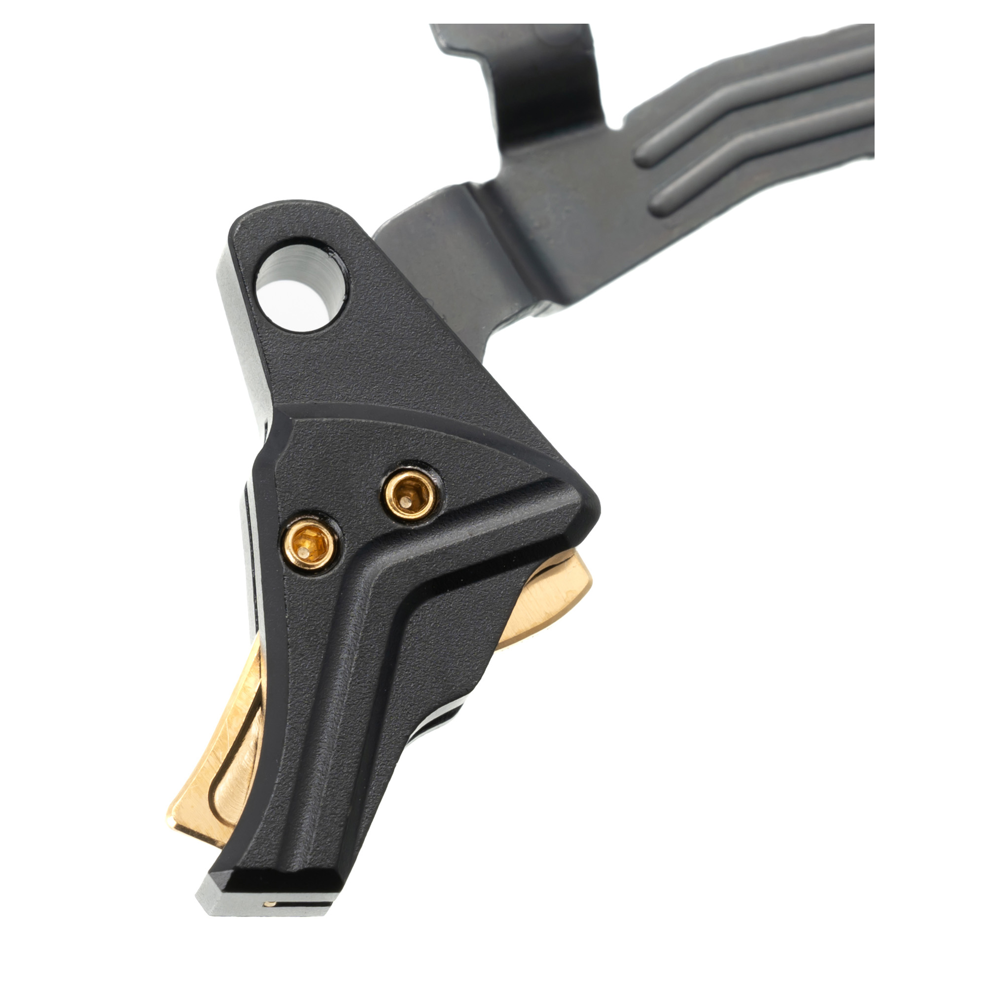 Tyrant CNC I.T.T.S. Trigger with Trigger Bar - Glock Gen 3-4, Black Shoe, Gold Safety