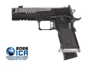 SIG Sauer P211-GTO 9mm double-stack 1911 pistol in black Nitron with MACH3D compensator, left side (manufacturer photo)